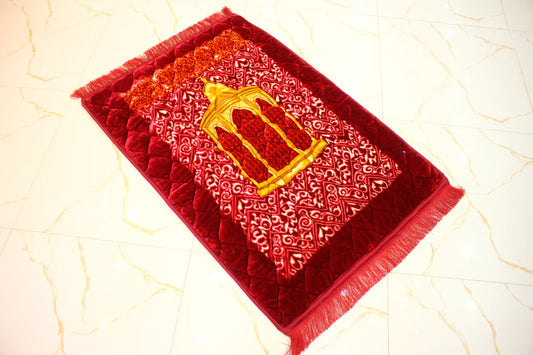 Mukaam e Ibrahim Design Foam and velvet Prayer Mat - Jaynamaz