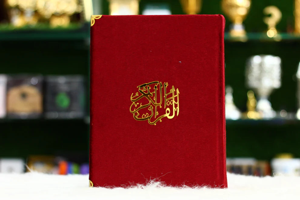 Red Acrylic Box Quran Pak with Rehal, Tasbih, and Counter