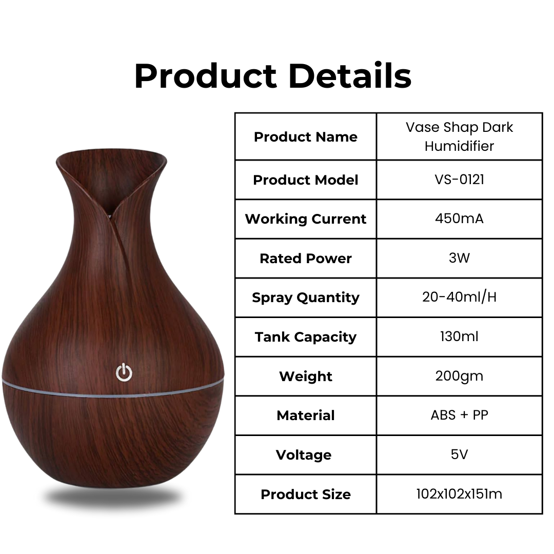 VASE Shape-LIGHT WOOD Air Humidifier & Diffuser